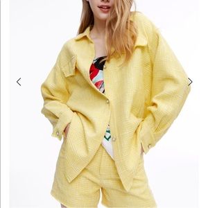 Urlazh NY yellow tweed shacket and shorts set